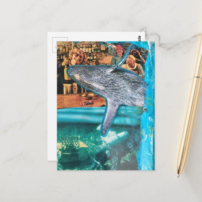 Cartão Postal A Whale of a Time A Surreal Collage (Frente/Verso In Situ)