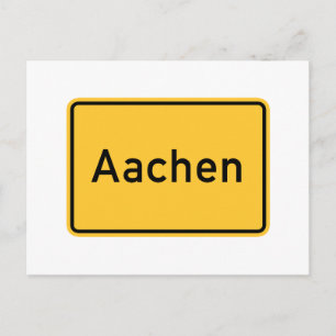 Cartão Postal Aachen, Alemanha - Sinal de Estrada