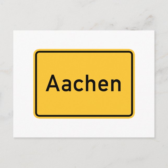 Cartão Postal Aachen, Alemanha - Sinal de Estrada (Frente)