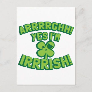 Cartão Postal AARGHH SIM sou IRLANDESA com um pirata SHAMROCK