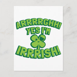 Cartão Postal AARGHH SIM sou IRLANDESA com um pirata SHAMROCK