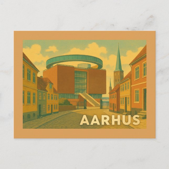 Cartão Postal Aarhus Denmark Cityscape (Frente)