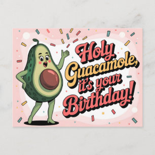Cartão Postal Abacate e "Santo Guacamole, é seu Aniversário"