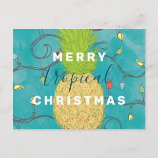 Cartão Postal Abacaxi de Natal Tropical da Feliz Havaiana