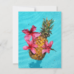 Cartão Postal Abacaxi e Hibiscus flutuantes