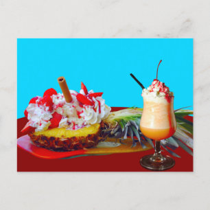 Cartão Postal Abacaxi e sorvete com suor de fruta