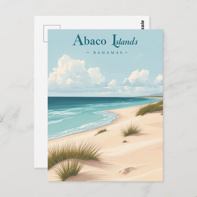 Cartão Postal Abaco Islands, Bahamas – Coastal Dunes Vintage (Frente/Verso)