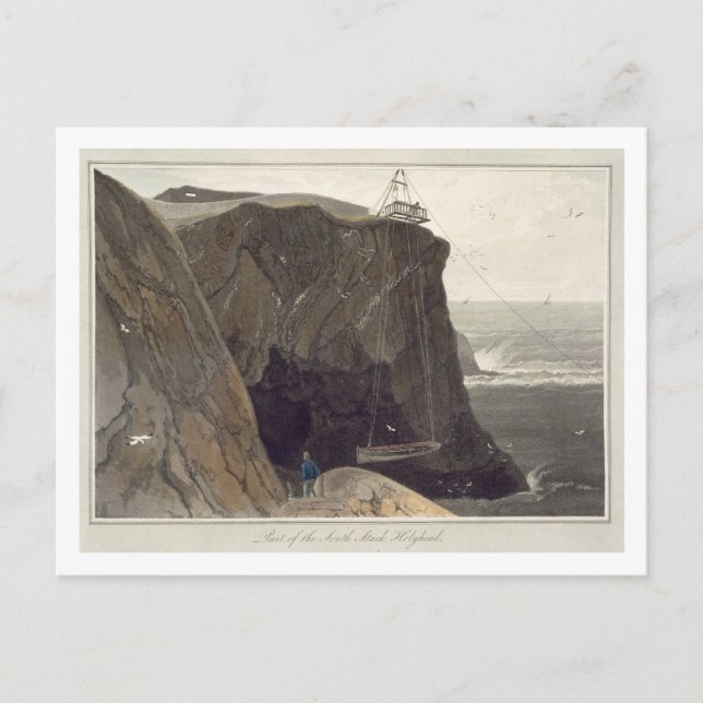 Cartão Postal Abaixando um barco da plataforma em Holyhead, (Frente)