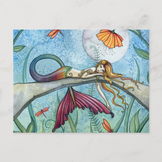 Cartão Postal Abaixo pela Pond Mermaid Art (Frente)