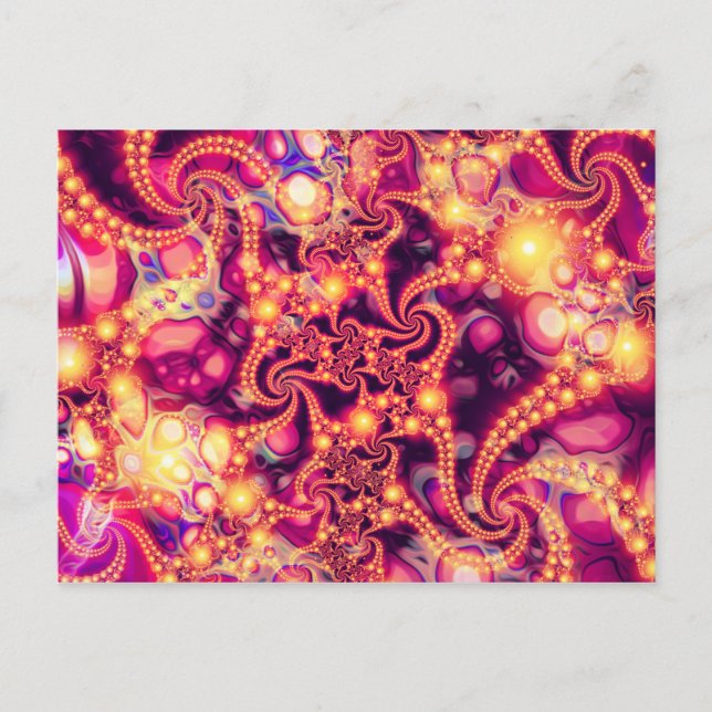 Cartão Postal Abaixo (quente) - Abstrato Fractal Psicodélico (Frente)