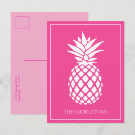 Cartão Postal Abanador Branco Esnobe em Rosa