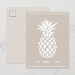 Cartão Postal Abanador de Abacaxi Branco em Bege