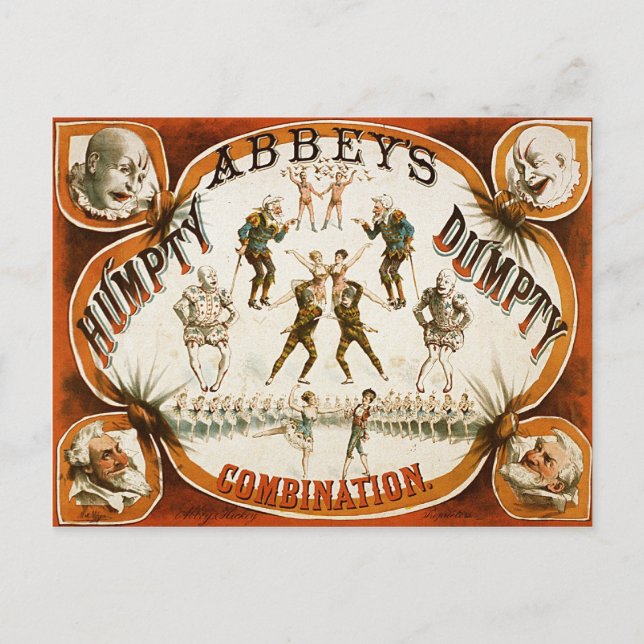 Cartão Postal Abbey's Humpty Dumpty Combination Circus Poster (Frente)