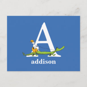 Cartão Postal ABC do Dr. Seuss: Letra A - Branco Adicione seu