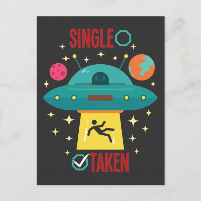 Cartão Postal Abdução alienígena de OVNI Single Galáxia Humor (Frente)