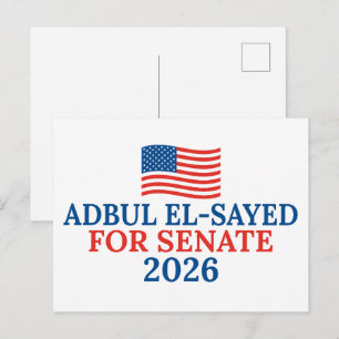 Cartão Postal Abdul El-Sayed para Senado Michigan Eleição 2026