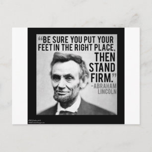 Cartão Postal Abe Lincoln & Citação "Permaneça Firme"