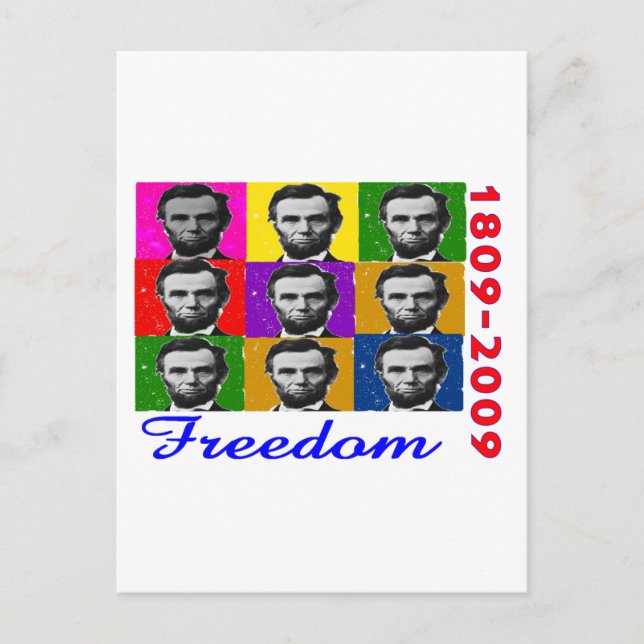 Cartão Postal Abe Lincoln FREEDOM 1809 Presentes Únicos 2009 (Frente)