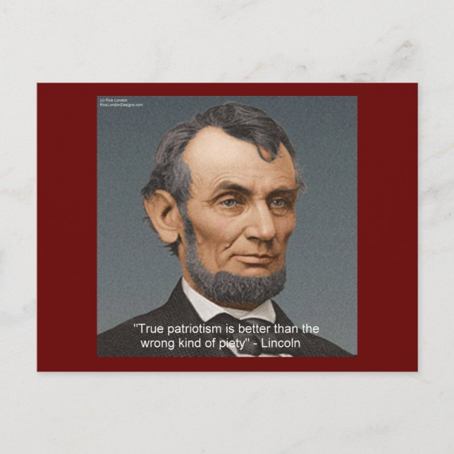 Cartão Postal Abe Lincoln "True Piety" Cote (Frente)