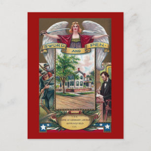 Cartão Postal Abe Lincoln's Springfield Home Vintage