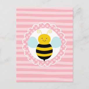 Cartão Postal Abeja Bumble Fofa - Amarelo Rosa