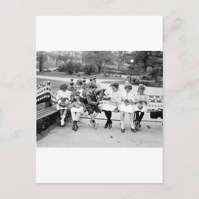 Cartão Postal Abelha de tricô Patriótica, início dos anos 1900 (Frente)