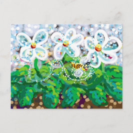 Cartão Postal abelha e flores