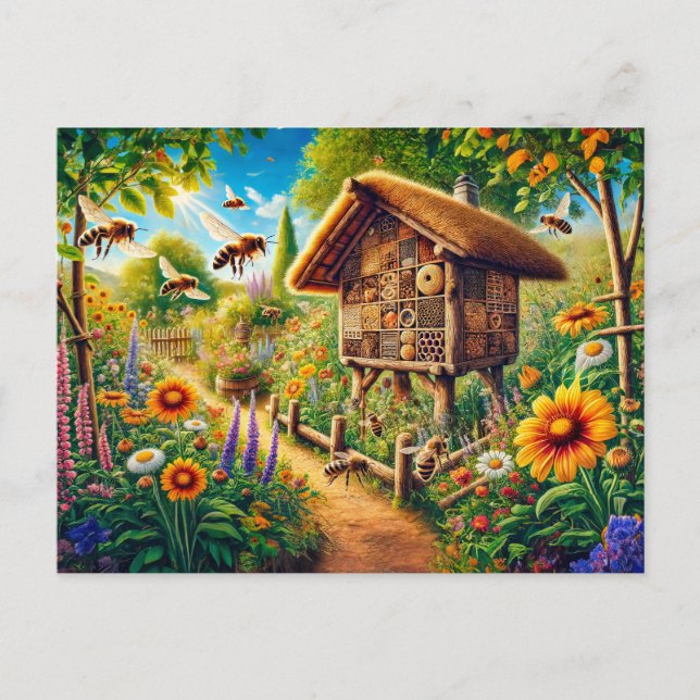 Cartão Postal Abelhas Selvagens no Hotel Insect (Frente)