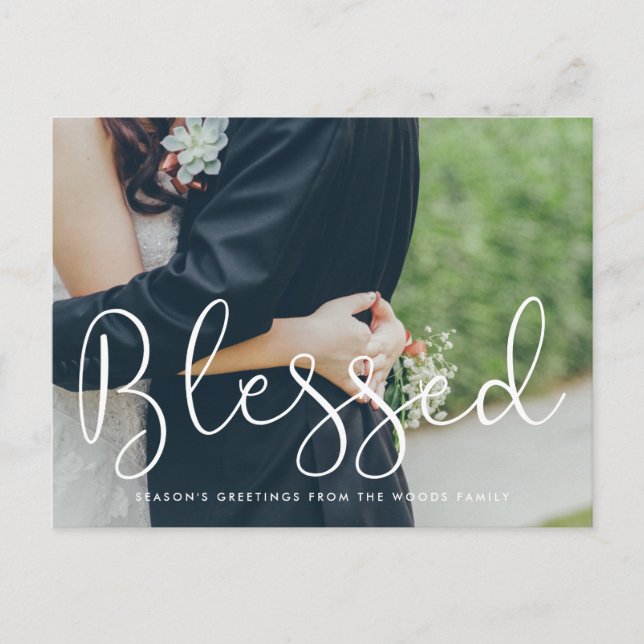 Cartão Postal Abençoado feriado de fotos de script Whimsic (Frente)