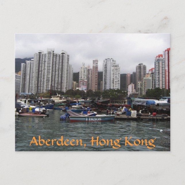 Cartão Postal Aberdeen, Hong Kong (Frente)