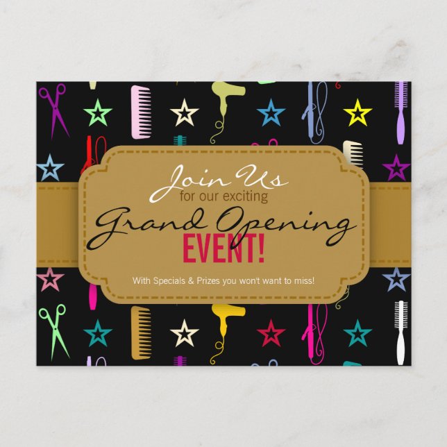 Cartão Postal Abertura Grandiosa do Salão de Cabelos Chic Hues M (Frente)