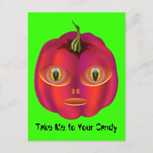 Cartão Postal Abóbora Alienígena Halloween