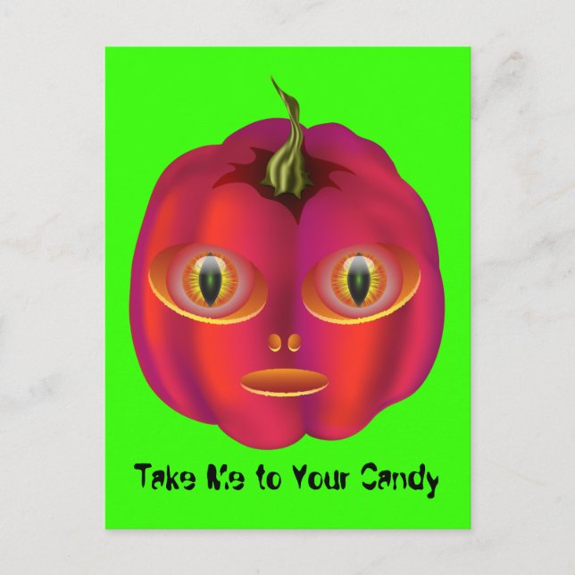 Cartão Postal Abóbora Alienígena Halloween (Frente)