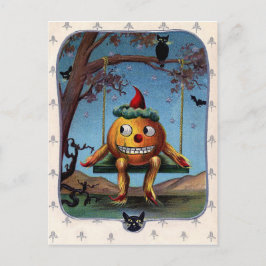 Cartão Postal Abóbora assustada numa balada na noite do Hallowee