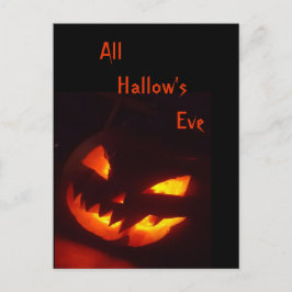 Cartão Postal Abóbora Assustadora de Halloween