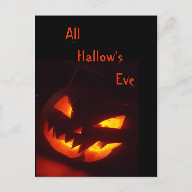 Cartão Postal Abóbora Assustadora de Halloween (Frente)