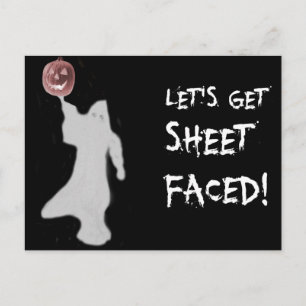 Cartão Postal Abóbora de Halloween Fantasma Engraçado