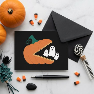 Cartão Postal Abóbora de Halloween Fantasmas Divertidos Meninos