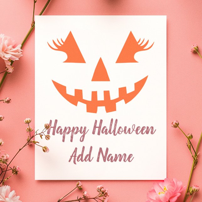 Cartão Postal Abóbora de Halloween Personalizada Feliz Jack O La (Criador carregado)