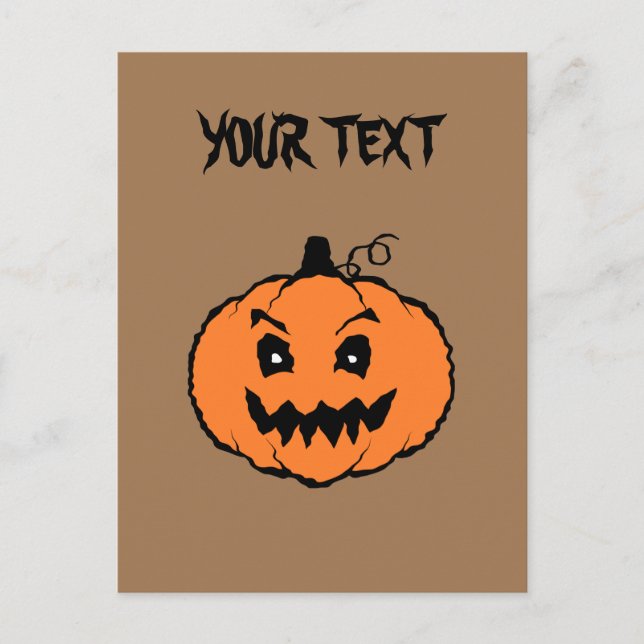 Cartão Postal Abóbora de Terror do Halloween (Frente)