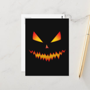 Cartão Postal Abóbora do Halloween assustadora face de Jack O'La