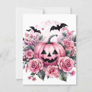 Cartão Postal Abóbora e Rosas com Bats Pinkoentre