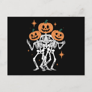 Cartão Postal Abóbora Esqueleto Abóbora de Halloween Temporada A
