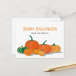 Cartão Postal Abóbora Laranja Feliz Halloween 