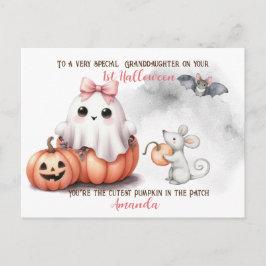 Cartão Postal Abóbora Morcego Fantasma Bonito Halloween