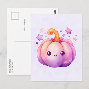 Cartão Postal Abóbora Pastel com Estrelas Vibe Sonhadora Fofa