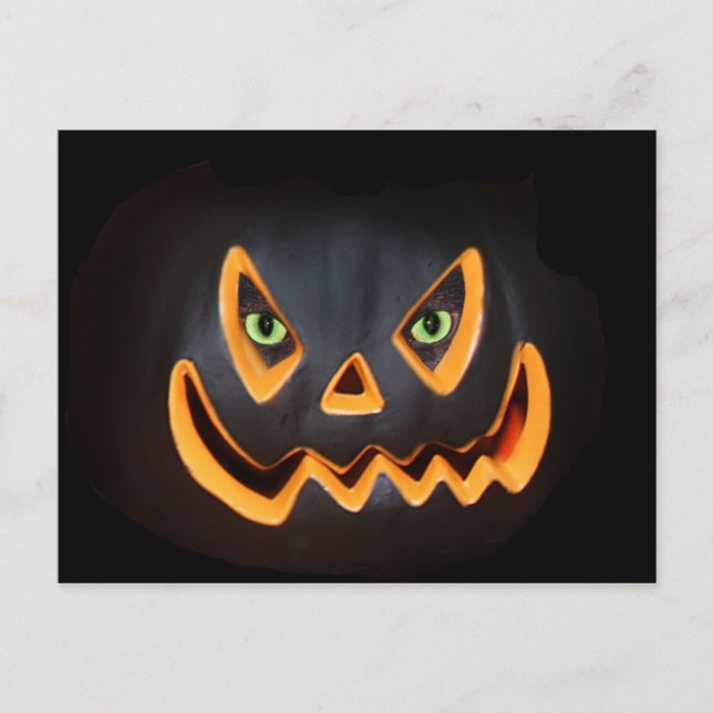 Cartão Postal Abóbora preta com olhos de gato (Frente)