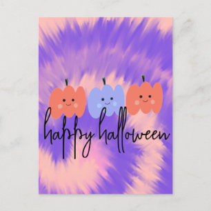 Cartão Postal Abóbora Tie Dye de Halloween Desenhada à Mão