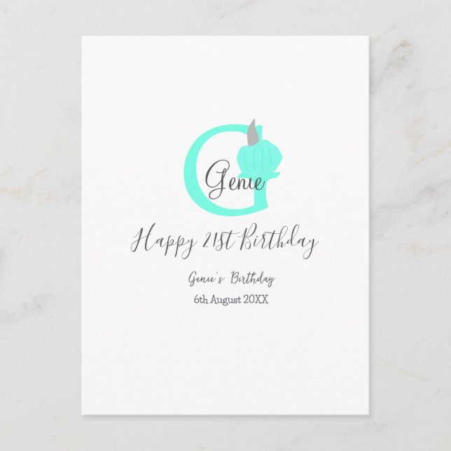 Cartão Postal Abóbora verde outono aniversário 21º cinza pastel (Frente)