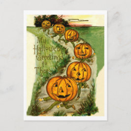Cartão Postal Abóboras correndo te desejam um feliz Dia das Brux